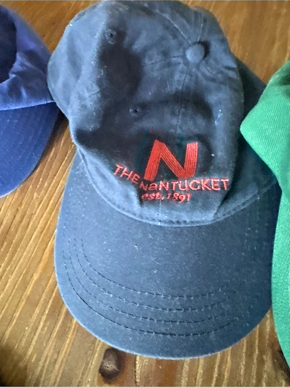 10 each Embroidered Baseball Cap Set Black Green Blue